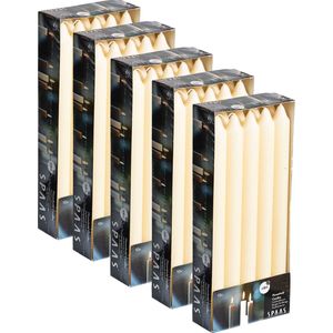 SPAAS Kaarsen - Set Dinerkaarsen - Lange kaarsen - Ivoor - 50 stuks - ± 8 Branduren - Voordeelverpakking