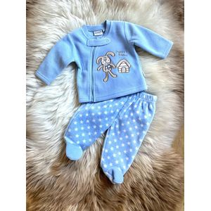 Aardvark Set - Broek+Trui - Puppy’s Home - Blauw - Fleece - Maat 56/62 (0-3 maanden/60 cm)