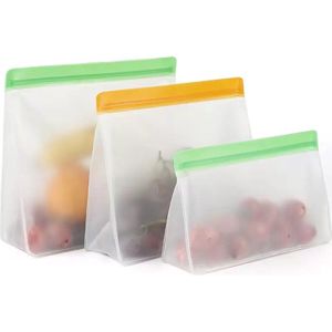 Siliconen Vershoudzakken - Set van 3 - Hersluitbare Zakjes - Siliconen Diepvrieszakken - Vershoudzakjes - Ziplock Bags - Foodsaver - Multicolor