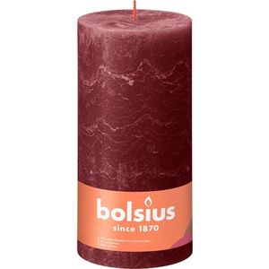 4 stuks Bolsius wijnrood rustiek stompkaarsen 200/100 (125 uur) Velvet Red