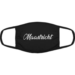 Maastricht mondkapje | gezichtsmasker | bescherming | bedrukt | logo | Zwart mondmasker van katoen, uitwasbaar & herbruikbaar. Geschikt voor OV
