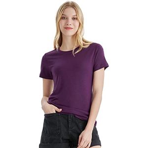 Dames Merinowollen T-Shirt Korte Mouwen Ronde Hals Geurbestendig voor Reizen en Wandelen