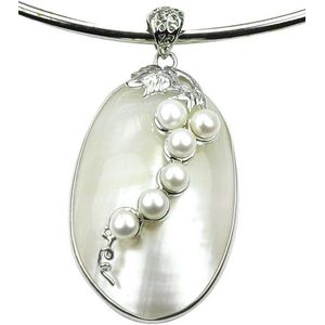 Zoetwater parelketting Shell Pearl Grape - echte parels - wit - zilver