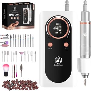 Beeperfect® Elektrische Nagelvijl Pocket Edition - Nagelfrees - Manicure en pedicure set - Draadloos - 6000MaH Accu - 26 bitjes 60 schuurrolletjes - 5 Extra Accessoires - 40.000RPM