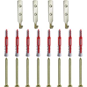Gouden 4-delige wandhaak ophangset - inclusief 8 verlengbuizen en schroeven - voor kantoren, keukens en gangen .