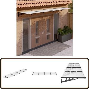 vidaXL Deurluifel 396x90 cm - Zwart & Transparant Deurluifel - Overkapping - Veranda - Regenbescherming - Zonnebescherming