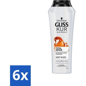 6 x Gliss Kur - Shampoo - Vrouwen - Hydraterende Verzorging - 250 ml - Glans Shampoo - Hydraterende Shampoo - Haarverzorging - Haarherstel - Gespleten Haarpunten