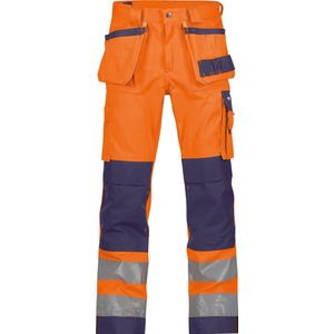 DASSY® Glasgow Hogezichtbaarheidsholsterzakkenbroek met kniezakken - maat 48 - FLUO-ORANJE/MARINEBLAUW