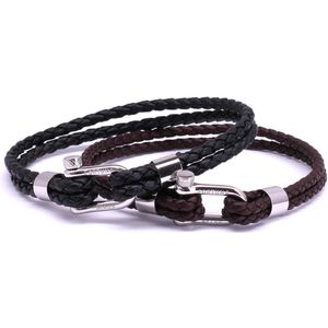 FortunaBeads Nautical M1+3 Set Zwart Bruin Armband – Heren – Leer – Medium 18cm