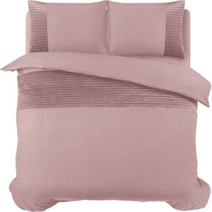 Sleeptime dekbedovertrek Band - Micropercal met Luxe velvet Band - 200 x 220 - Roze