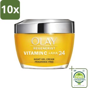 10 x Olay - Vitamine C + AHA24 - Nachtcrème - Vernieuwend & Verhelderend - 50 ml - Grootverpakking - Olay Vitamine C - Nachtcrème - Verhelderen - Stralende Huid - Anti-aging