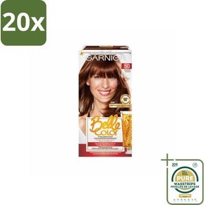 20 x Garnier - Belle Color 50 - Haarkleuring - Mahonie - Permanente Kleur - Grootverpakking - Haarverf - Permanente Haarkleur - Grijsdekking - Haarverf Mahonie - Haarverf Donkerbruin