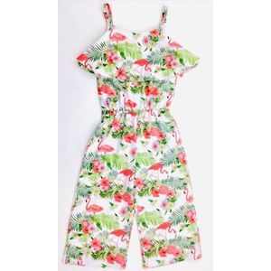 S&C Jumpsuit - Flamingo's - Wit/Multi - Maat 104