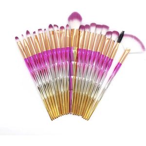 CHPN - Kwastenset - Make-up kwasten - 20-delige -Make-Up Kwasten Set - Penseeltjes - Cadeau - Make-up aanbrengen - Kwastjes - Oogschaduwkwast - Foundationkwast - Blush - Roze/Zilver/Geel/Goud