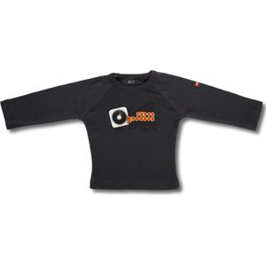Twentyfourdips | T-shirt lange mouw baby met print 'Super groover' | Zwart | Maat 68 | In giftbox