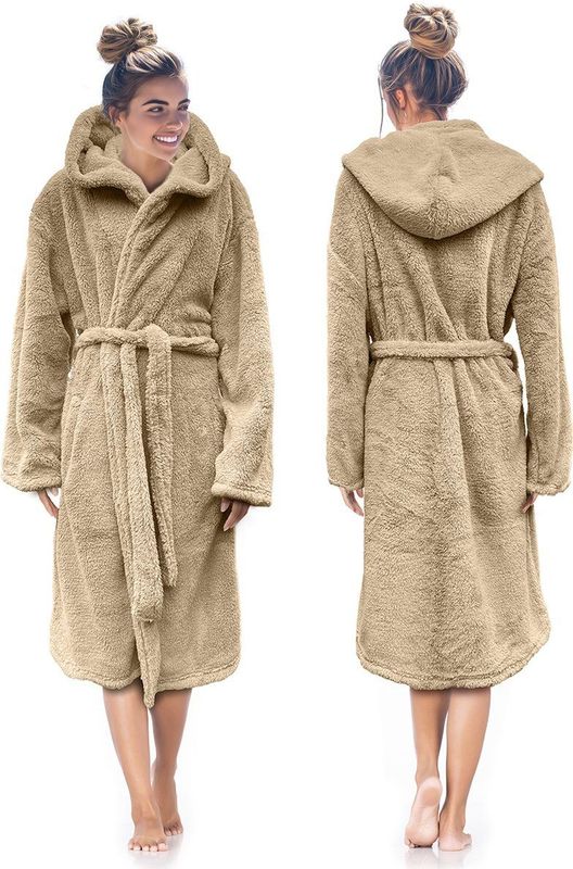 LINNICK - Teddy Fleece Badjas - Shady Sand - Inclusief Teddy Tas - Unisex