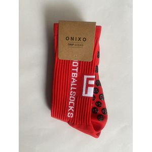 ONIXO Gripsokken Voetbal - 3 Paar Antislip Sokken - Maat 39-45 - Compressie Sportsokken - Antiblaren Hardloopsokken - Yoga Sokken - Rood