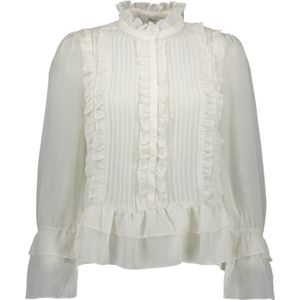 Only Blouse Onlvictoria L/s Frill Dnm Shirt 15191930 Cloud Dancer Dames Maat - W40