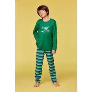Woody Jongens-Heren pyjama donkergroen - maat 086/18M