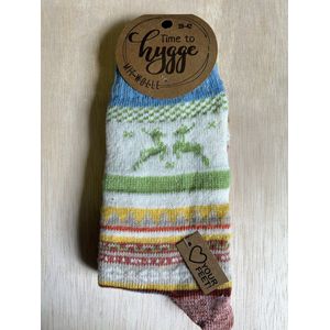 Hygge warme sokken met 37% wol (groene boord) - maat 39-42