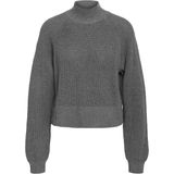 Noisy may - NMDARA - Trui - Medium Grey Melange - Lange Mouwen - Staande Kraag