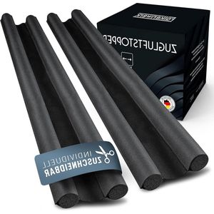 Tochtstrip voor deuren - Tochtstopper op maat te snijden - 90 cm deurafdichting - Verwarmingskosten besparen - Dubbelzijdige deurafdichting - Onder deurafdichting - Ideale pasvorm - Zwart