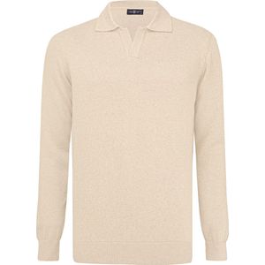 Jimmy Sanders - Gebreide Polo Trui - Beige - 100% Katoen - Heren