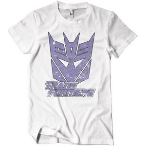 Transformers Washed Decepticon Duotone Shield T-Shirt White-M