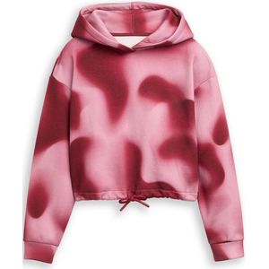 Tom Tailor - Hoodie - Burgundy - Met Abstract Patroon en Trekkoord