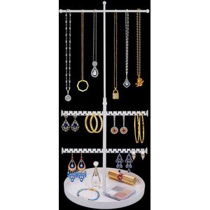 Boraboi ® Sieradenstandaard met 68 gaten en verstelbare 3-niveaus opslag voor sieraden