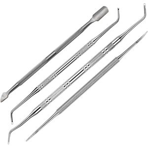 Inovra - 4-delige nagelverzorgingsset van roestvrij staal voor manicure en pedicure