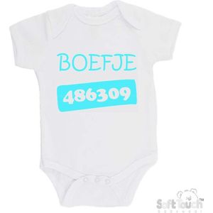 100% Katoenen Romper ""Boefje 486309"" Unisex Katoen Wit/aquablauw Maat 68/74