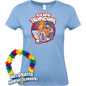 Dames t-shirt Tropical Holiday | Toppers in Concert 2024 | Club Tropicana | Hawaii Shirt | Ibiza Kleding | Lichtblauw Dames | maat L