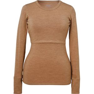 Boob Design - Voedingsshirt met Lange Mouwen- Met voedingstoegang - Merino Wol – Bruin Melange – Maat M