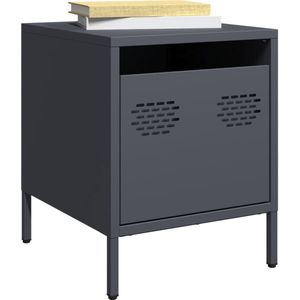 vidaXL Nachtkastjes - Staal - Set van 2 - Antraciet Nachtkastje - Nachtkasten Set - Bijzettafel - Slaapkamer Meubilair - Metalen Kast
