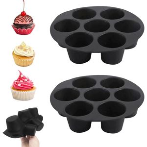 Allecto plus - Diepe muffinbakjes set van 2 - Silicone cupcakevormen - Niet-klevende muffinvormen voor cupcakes, brownies, muffins - Sterke en duurzame bakvorm - 7 kopjes