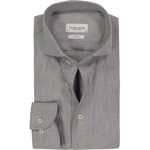 Profuomo slim fit heren overhemd, herringbone, grijs