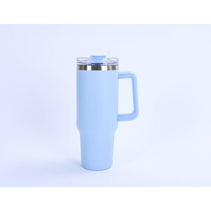 Quencher Tumbler RVS thermo drinkfles INCL. LEK-PROOF SET 1.0 1.2L Baby Blue 40oz - Travel Cup - RVS Thermosbeker met Handvat en Rietje - Drinkbeker To Go - 1.2 Liter - Koffiebeker - Travel Mug - Thermosbeker - Thermosfles - Thermoskan
