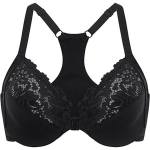 Voorsluiting - Kant - Racerback - Grote Maten - Ongevulde BH met Beugel - Vrouwen BH met Volledige Cups en Diepe Hals