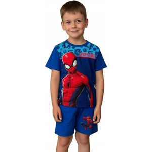 Marvel Spiderman shortama / pyjama - Katoen - donkerblauw - maat 128 cm / 8 jaar