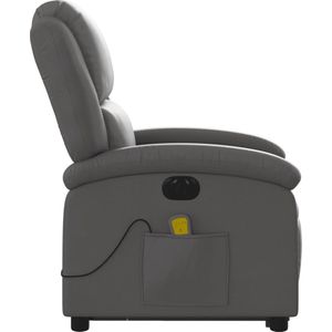Sta-op-massagestoel elektrisch echt leer grijs