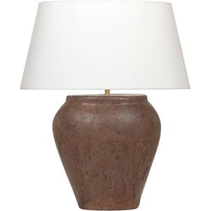 Ovale tafellamp Midi Chilton | 1 lichts | bruin / creme | keramiek / stof | Ø 50 cm | 63 cm hoog | klassiek / landelijk / sfeervol design