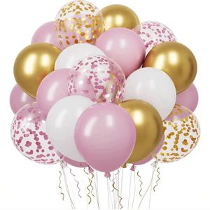 Ballonnen Set - 20 stuks - Roze - Goud - Kinderfeestje - Feestversiering - Bruiloft - Communie - Kinderfeestje - Feestversiering - Verjaardag Versiering Meisjes - Ballonnen - Themafeest - Meisje - Decoratie - Verjaardag - Baby Shower - unicorn