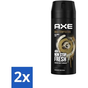 2 x Axe - Deodorant Bodyspray - 48hrs Non Stop Fresh - Gold Temptation - Gold Amber - 150 ml - Deodorant - Bodyspray - Geurbescherming - Frisheid - Citrusgeur