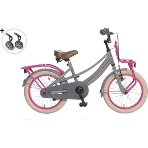 Popal Lola - 1659 GrijsRoze - Kinderfiets - Meisjesfiets - 16 inch