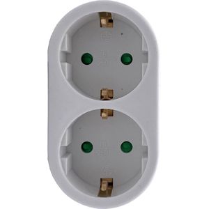 DULA Stopcontact Splitter 2V - Randaarde- Stekkerdoos - 2 voudige stekker - Verdeelstekker