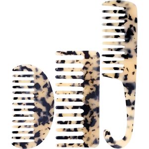 YUBBI Brede Haarkam Set - Grove Douche Kam - Wet Comb - Wide Tooth Comb - 3 Stuks - Bruin