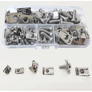 Klemmoeren Assortiment - 60 Stuks U-type Plaatmoeren voor Auto