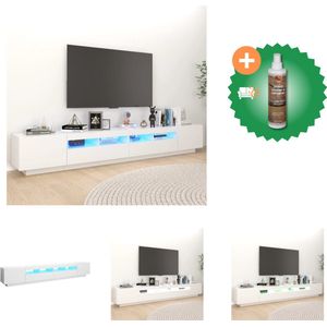 vidaXL Tv-meubel met LED-verlichting 260x35x40 cm wit - Kast - Inclusief Houtreiniger en verfrisser