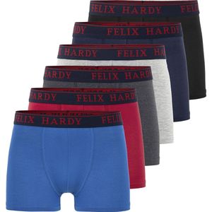 Felix Hardy Boxer - Boxershort Multipack 6 Pack - Onderbroek Mannen - Ondergoed - 95% Katoen Heren Zwart-Anthrazit-Sax - S